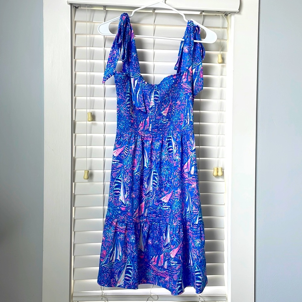 NWT Lilly Pulitzer Kailua Smocked Dress Boca Blue It’s A Sailabration 💥 ⛵️ - Picture 2 of 5